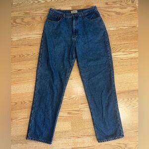 LL Bean Jeans Womens 16 Blue High Rise Red Tartan Flannel Lined Work Warm Chore